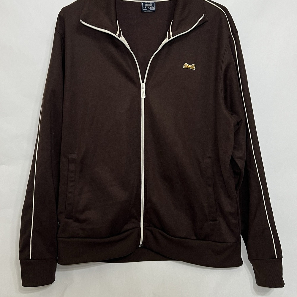 Le Tigre Vtg Retro Full Zip Track Jacket Brown Men's Large Excellent Condition